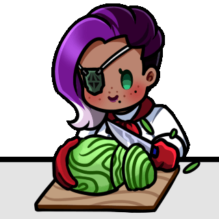 Rosetta chopping some Lettuce